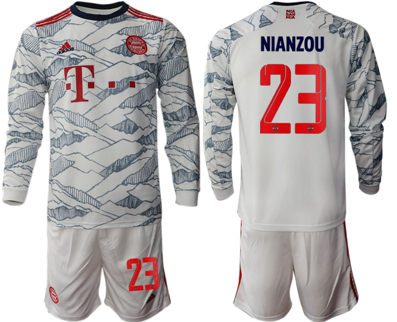 Men 2021-2022 Club Bayern Munich Second away white Long Sleeve #23 Soccer Jersey